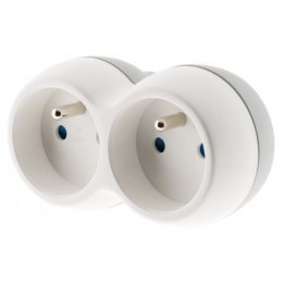 FICHE MULTIPRISE 2X16A GRIS/BLANC