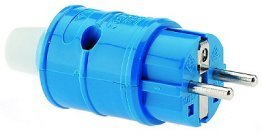 FICHE MALE 2P+T 16A 220V BLEU