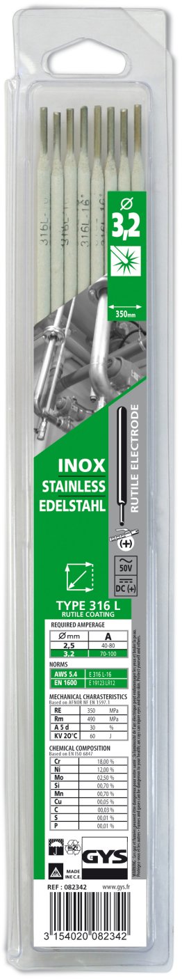 GYS BLISTER INOX 3.2X350MM 8P